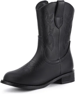 Hehainom Girls Cowboy Cowgirl Boots Boys Kids Toddler Western Mid Calf Zipper Riding Boots for Little Kid Big Kid