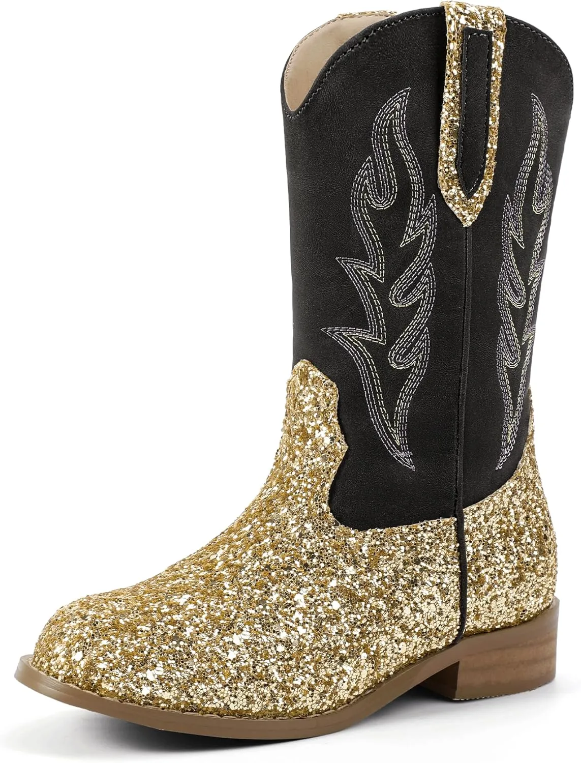 Hehainom Girls Cowgirl Boots for Toddler Cowgirl Booties Little Big Kids Western Mid Calf Riding Shoes Boys Cowboy Boots