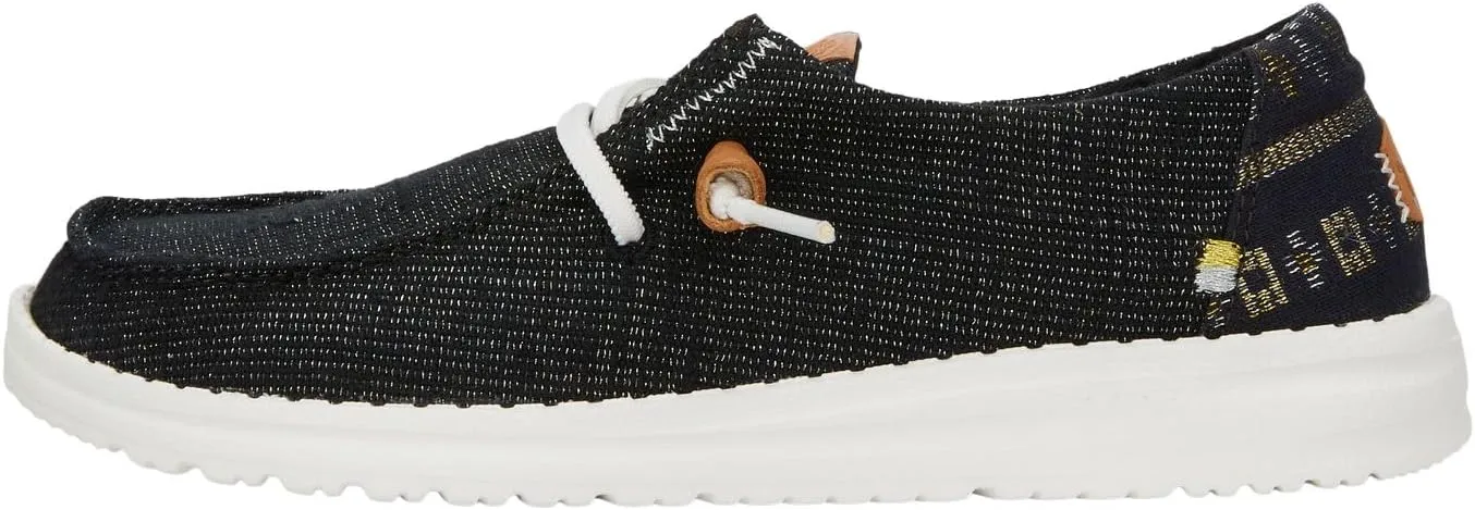 Hey Dude Women's Wendy Slub Baja Stripe Black Size 9 | Women's Shoes | Women Slip-on Loafers | Comfortable & Light-Weight