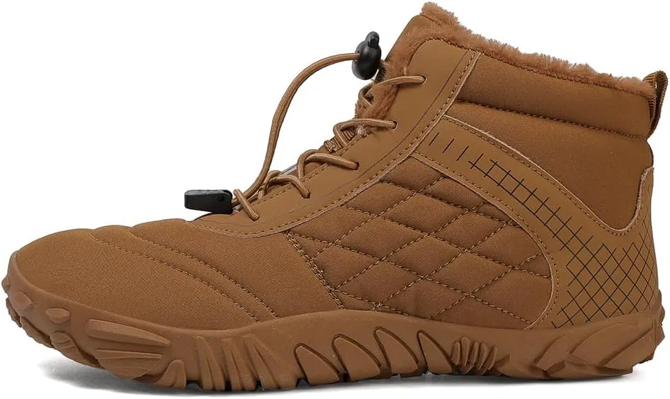 HiGropcore Barefoot Snow Boots for Women Men, Warm Fur Lined Water Repellent Winter Barefoot Shoes, Wide Toe Box Lightweight Outdoor Ankle Boots