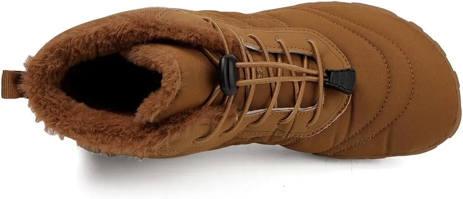 HiGropcore Barefoot Snow Boots for Women Men, Warm Fur Lined Water Repellent Winter Barefoot Shoes, Wide Toe Box Lightweight Outdoor Ankle Boots