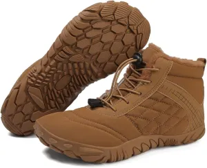 HiGropcore Barefoot Snow Boots for Women Men, Warm Fur Lined Water Repellent Winter Barefoot Shoes, Wide Toe Box Lightweight Outdoor Ankle Boots