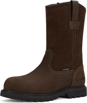 HISEA NINGO Mens Steel/Soft Toe Work Boots, 100% Waterproof Wellington Boots Shoes with Full-grain Leather, Oil Slip Resistant, Hazard Protection, Pull on Work Boots for Men, for Construction, Farming