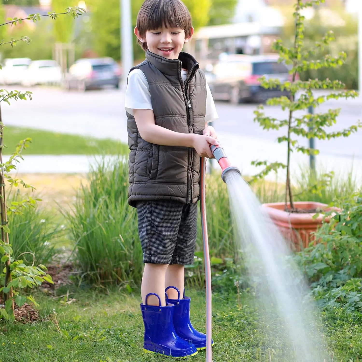 HISEA Toddler Kids Rain Boots for Boys Girls, Waterproof Rubber Boots with Easy-On Handles, Seamless Soft PVC Rainboots Lightweight Mud Shoes for Water Beach Outdoor Playing (Toddler/Little Kid/Big Kid)