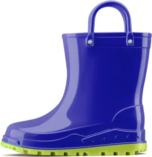HISEA Toddler Kids Rain Boots for Boys Girls, Waterproof Rubber Boots with Easy-On Handles, Seamless Soft PVC Rainboots Lightweight Mud Shoes for Water Beach Outdoor Playing (Toddler/Little Kid/Big Kid)