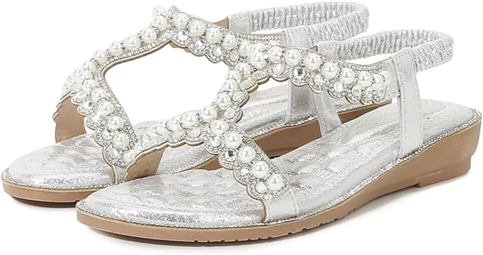 HNGHOU Women's Summer Casual Bohemia Open Toe Beach Wedge Sandal Shoes