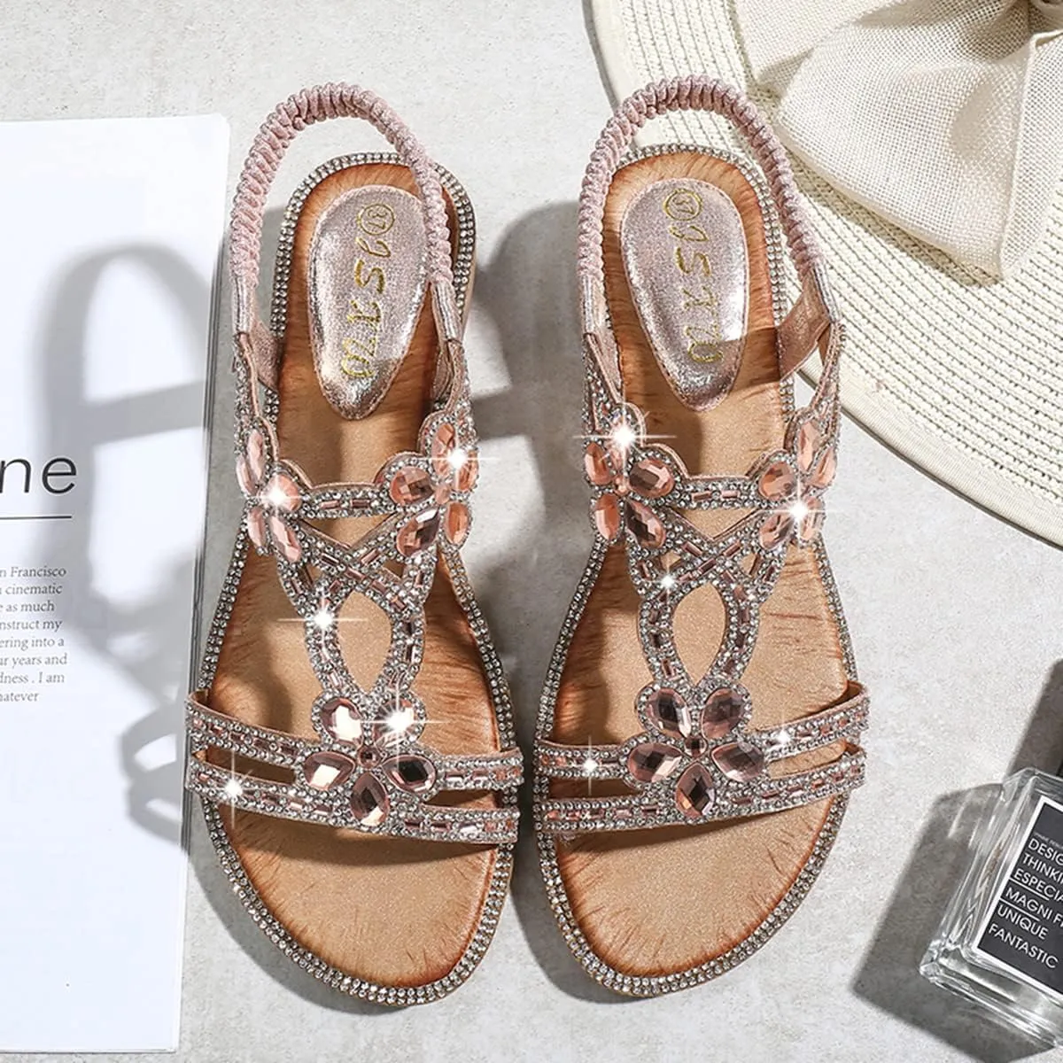 HNGHOU Women's Summer Sandal Shoes Casual Comfortable Open Toe Low Wedge Sandals