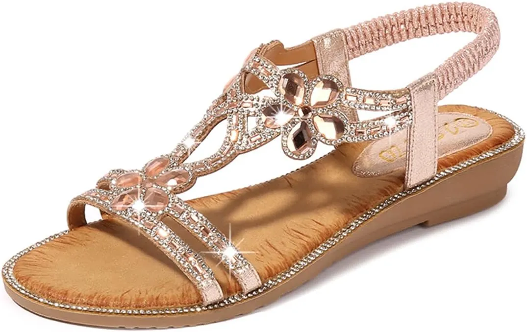 HNGHOU Women's Summer Sandal Shoes Casual Comfortable Open Toe Low Wedge Sandals
