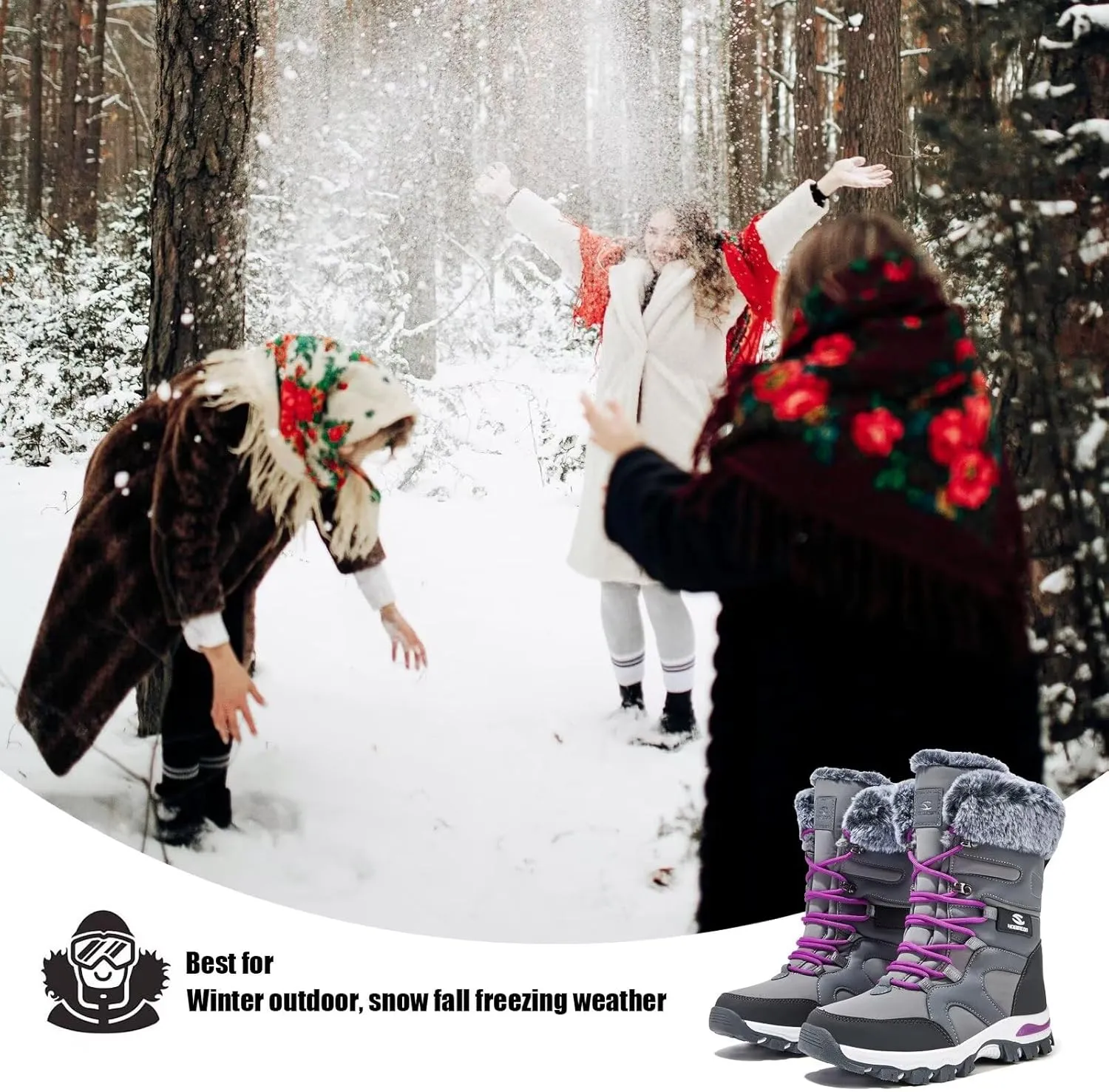 HOBIBEAR Women's Winter Snow Boots | Mid-Calf | Faux Fur | Water Resistant