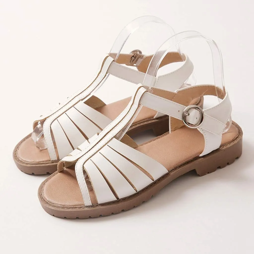 Hollow-Out Low-Heeled Sandals Summer New Casual Fashion Peep Toe Women Shoes