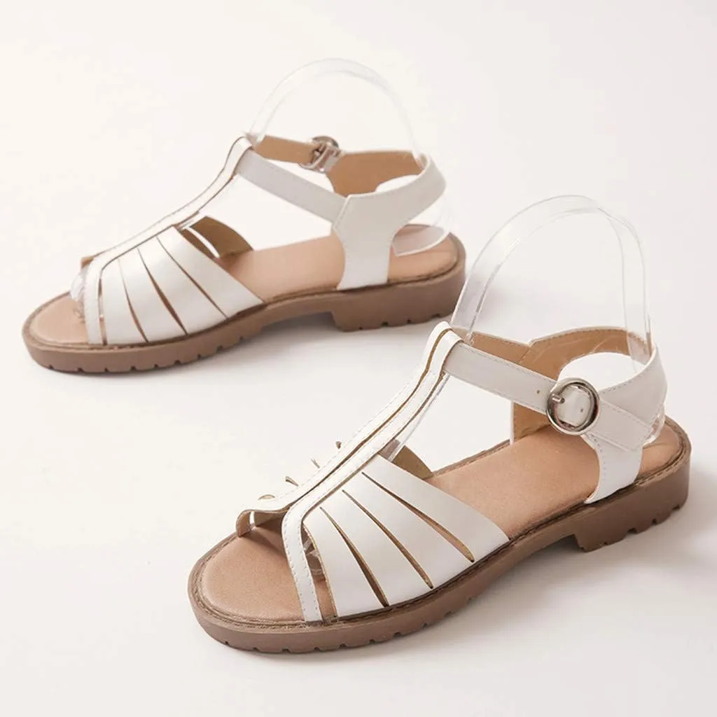 Hollow-Out Low-Heeled Sandals Summer New Casual Fashion Peep Toe Women Shoes