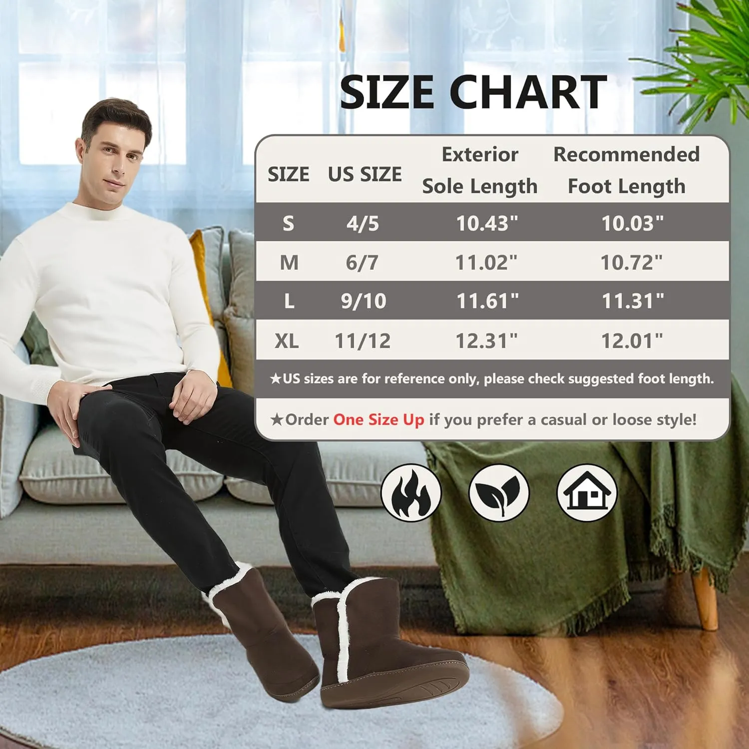Home Slipper Men's Slippers Boots,Soft Winter Warm Memory Foam Indoor House Slipper Shoes