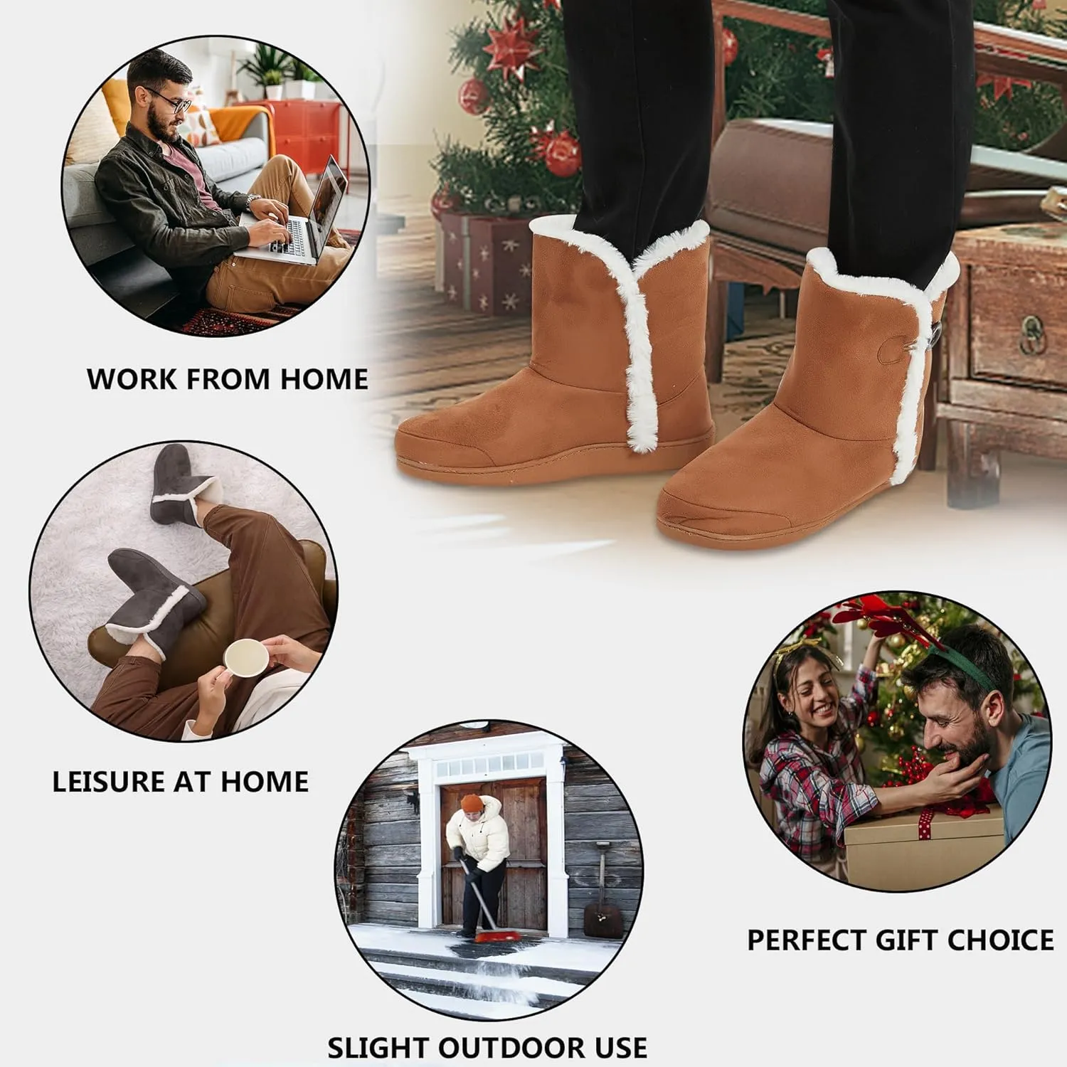 Home Slipper Men's Slippers Boots,Soft Winter Warm Memory Foam Indoor House Slipper Shoes