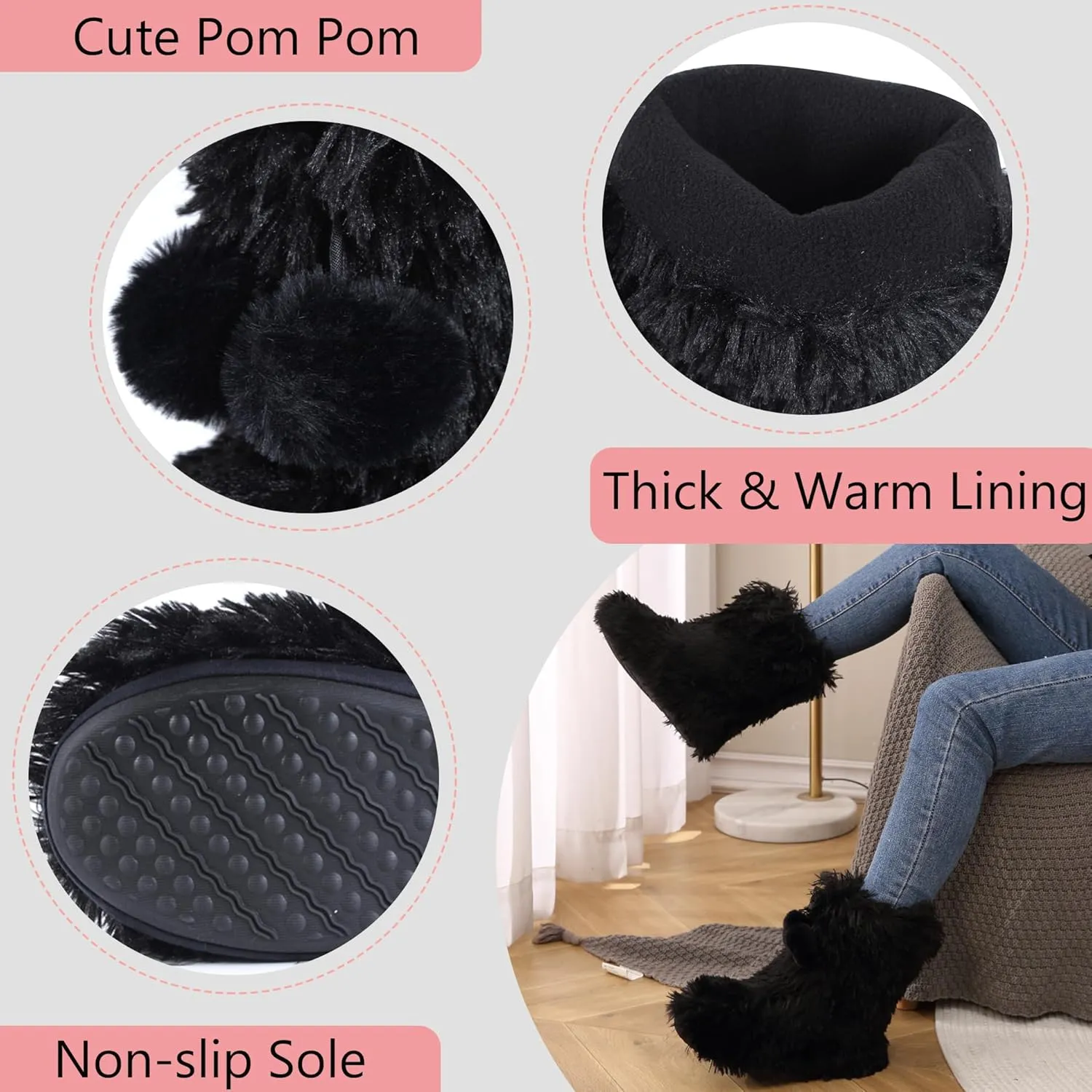 Home Slipper Women's Soft Fleece Plush Warm Indoor House Slipper Boots Shoes