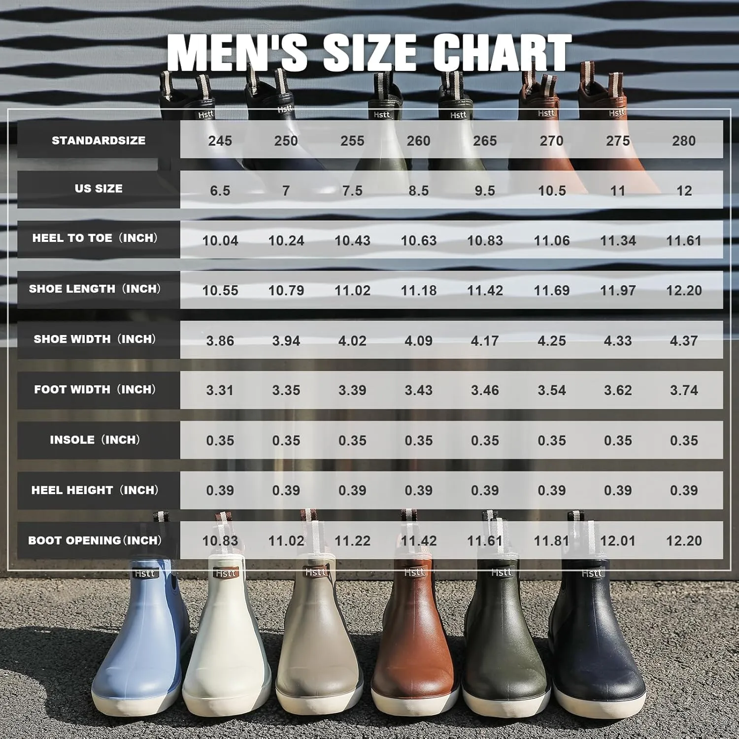 HSBDNZQ Men's Deck Boots, Deck Shoes Waterproof Rain Boots, Saltwater Rubber Ankle Boots, Non-Slip Garden Fishing Shoes for Boating Camping Sailing