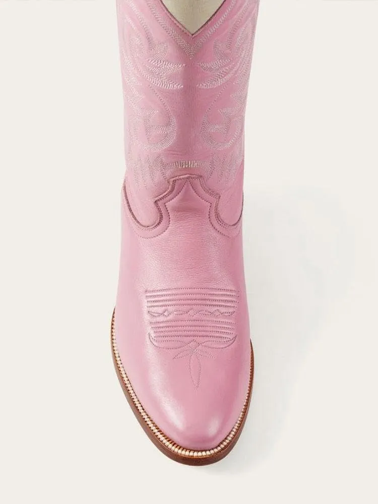 Huntarry Heart Boots for Women Red Cowboy Boots Embroidered Inlay Heart Knee High Round Toe Boots Chunky Heel Cowgirl Boots Valentines Day Boots