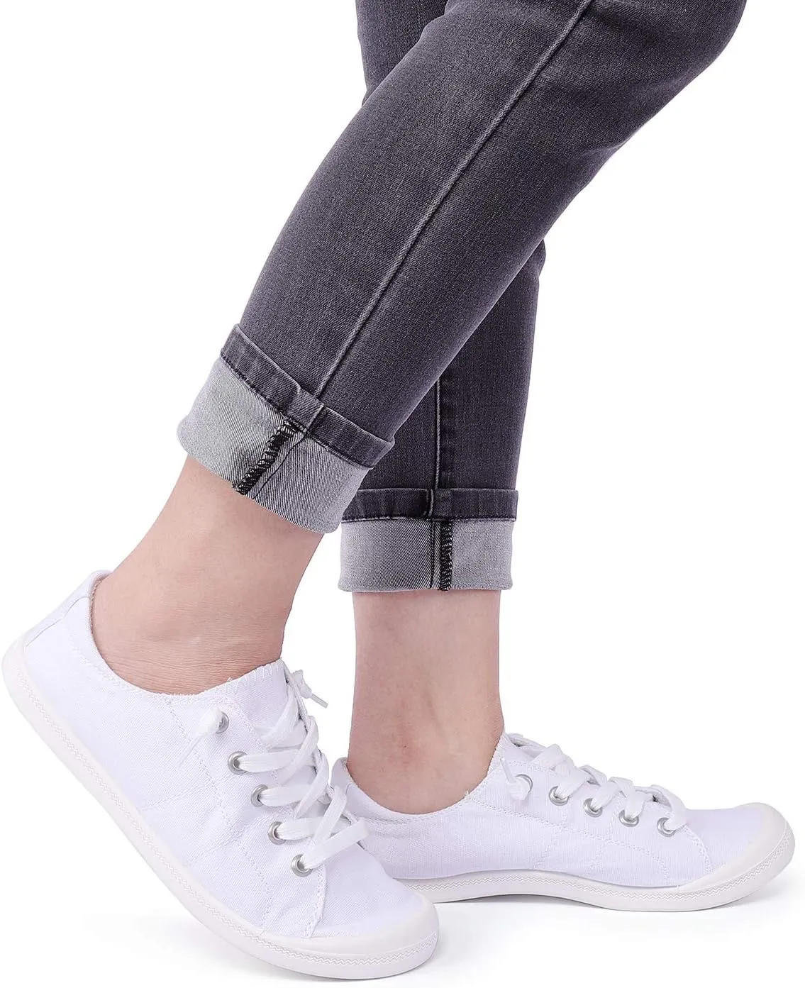 Hxlber Women's Low Top Sneaker - Round Toe Comfort Casual Canvas Shoes Fashion Sneakers for Walking for Women
