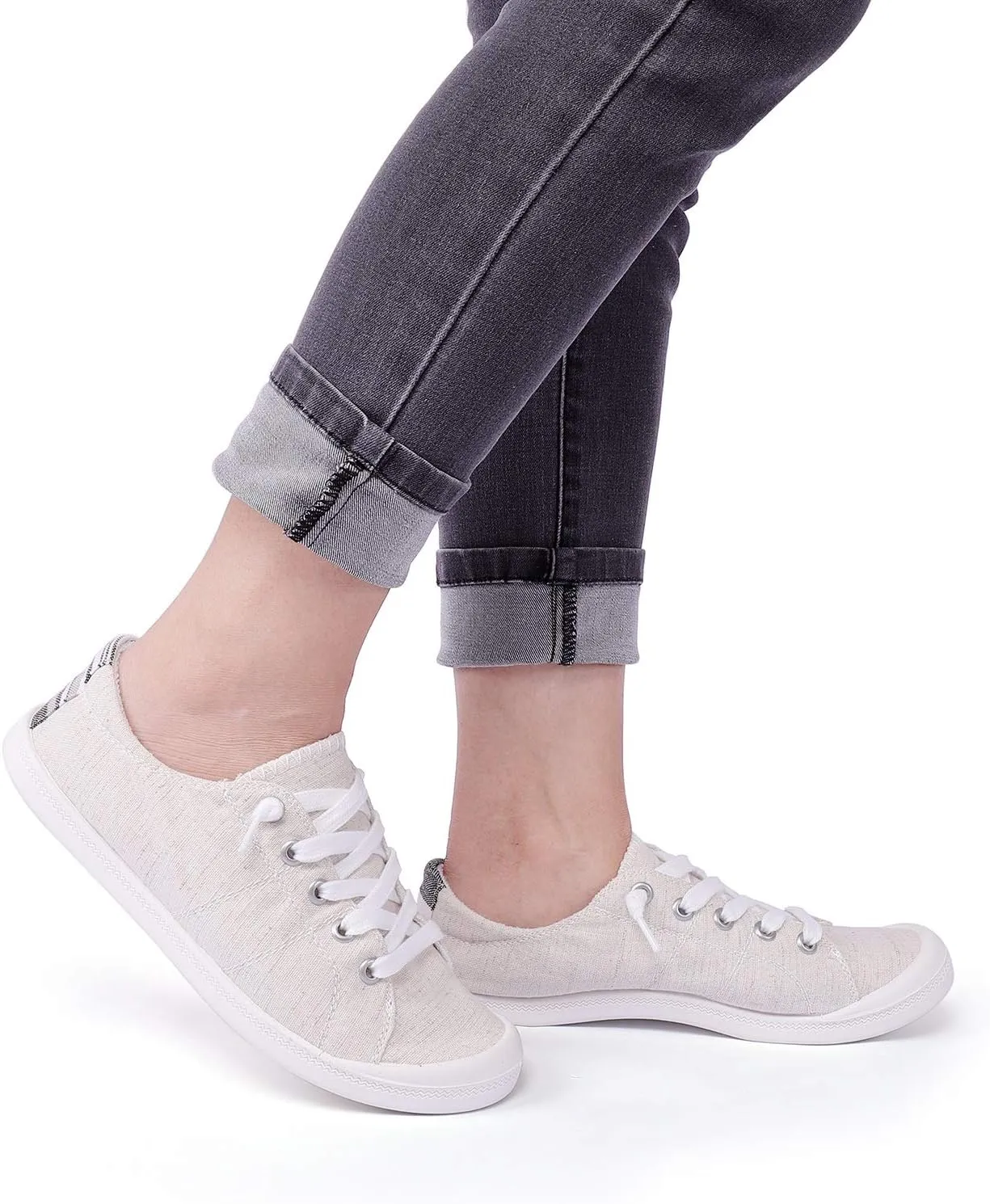 Hxlber Women's Low Top Sneaker - Round Toe Comfort Casual Canvas Shoes Fashion Sneakers for Walking for Women
