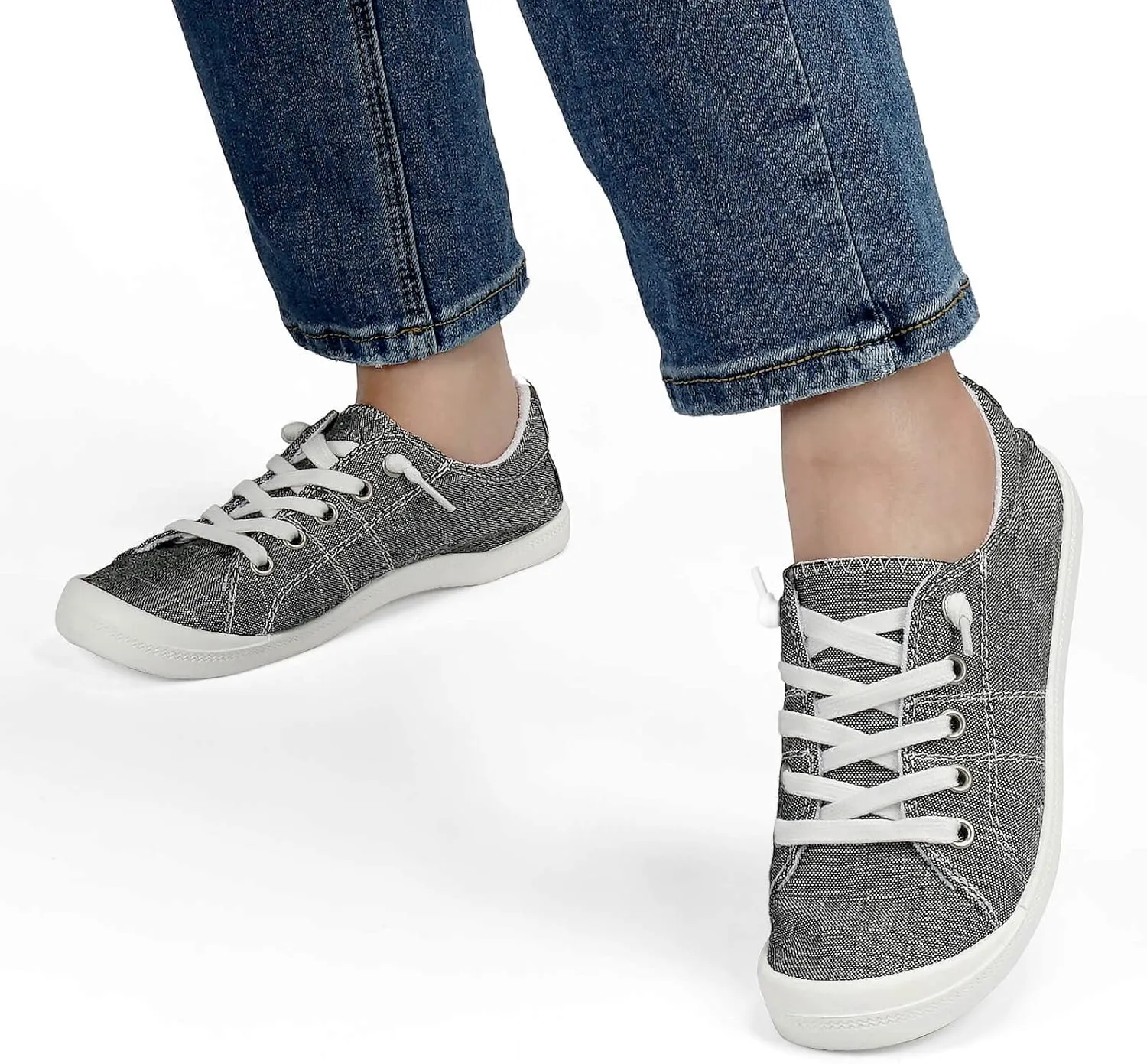 Hxlber Women's Low Top Sneaker - Round Toe Comfort Casual Canvas Shoes Fashion Sneakers for Walking for Women