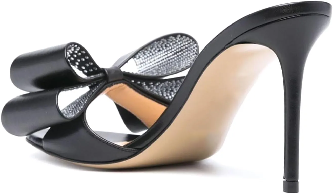 iadore Women Chic Stiletto High Heel Shoes Fashion Rhinestone Studded Slip on Open Round Toe Matte Sexy Sandals Size 5-12 US