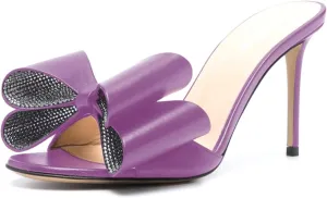 iadore Women Chic Stiletto High Heel Shoes Fashion Rhinestone Studded Slip on Open Round Toe Matte Sexy Sandals Size 5-12 US