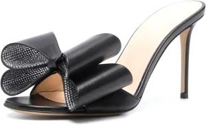iadore Women Chic Stiletto High Heel Shoes Fashion Rhinestone Studded Slip on Open Round Toe Matte Sexy Sandals Size 5-12 US