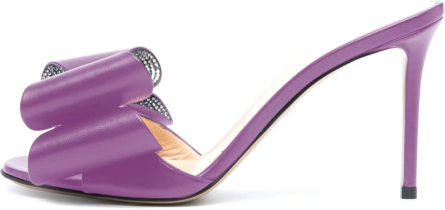 iadore Women Chic Stiletto High Heel Shoes Fashion Rhinestone Studded Slip on Open Round Toe Matte Sexy Sandals Size 5-12 US