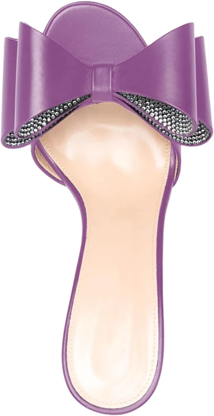 iadore Women Chic Stiletto High Heel Shoes Fashion Rhinestone Studded Slip on Open Round Toe Matte Sexy Sandals Size 5-12 US