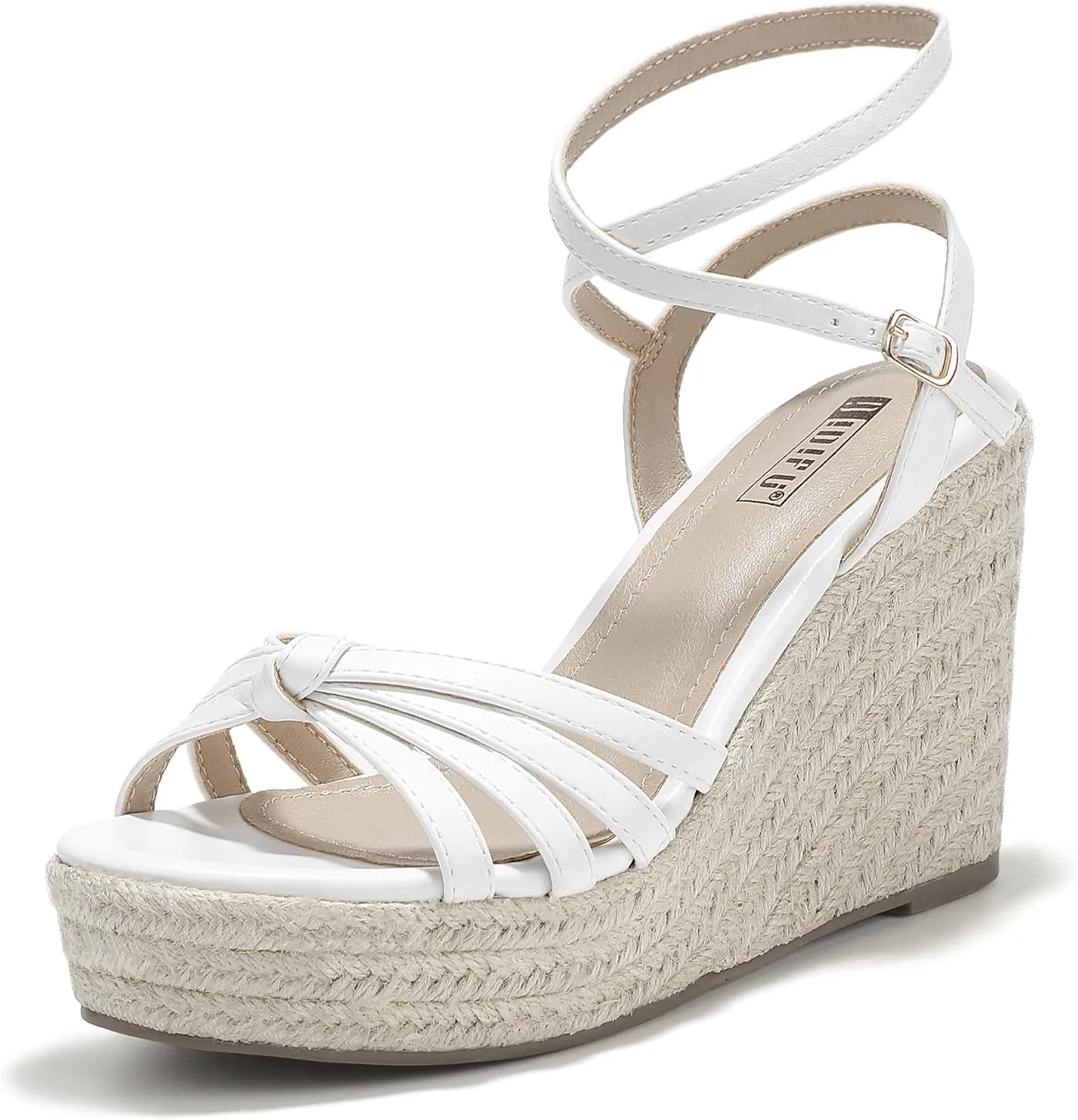 IDIFU IN4 Wedge Sandals for Women Espadrilles Ankle Strap Platform Wedges Heels for Women Wedding Bridal Ladies Wedge Sandals Comfortable Summer Dressy Sexy Strappy Wedge Shoes
