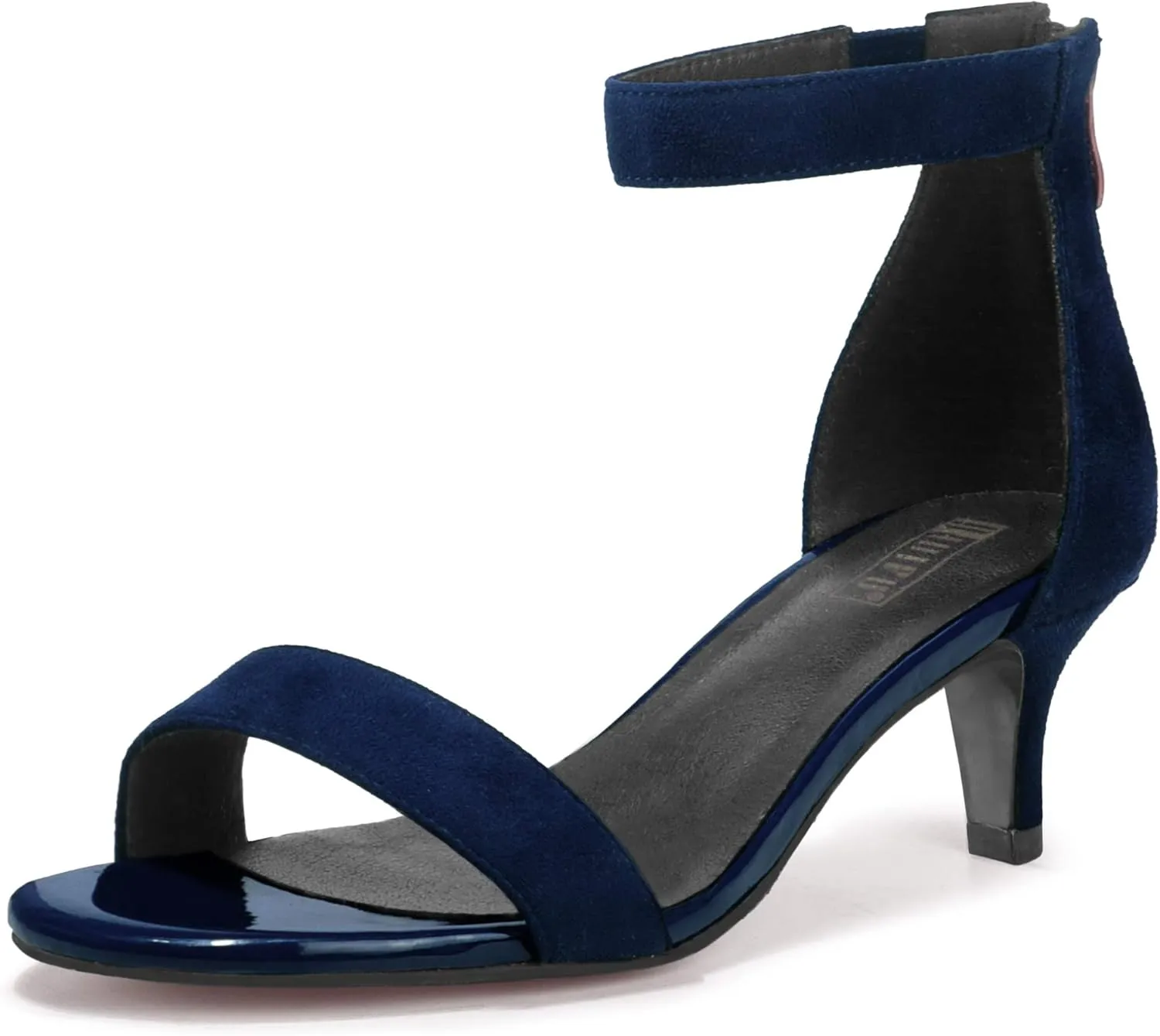 IDIFU Kitten Heels for Women IN2 Low Heels Open Toe Ankle Strap Heeled Sandals Wedding Bridal Evening Prom Party Dress Shoes Womens Heels With Zipper