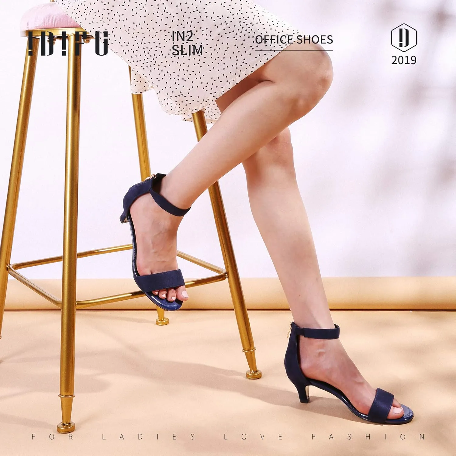 IDIFU Kitten Heels for Women IN2 Low Heels Open Toe Ankle Strap Heeled Sandals Wedding Bridal Evening Prom Party Dress Shoes Womens Heels With Zipper