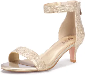 IDIFU Kitten Heels for Women IN2 Low Heels Open Toe Ankle Strap Heeled Sandals Wedding Bridal Evening Prom Party Dress Shoes Womens Heels With Zipper
