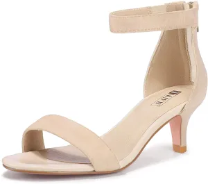 IDIFU Kitten Heels for Women IN2 Low Heels Open Toe Ankle Strap Heeled Sandals Wedding Bridal Evening Prom Party Dress Shoes Womens Heels With Zipper