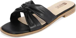 IDIFU Women's Flat Sandals Square Open Toe Slip On Sandals for Women Beach Summer Comfortable Dress Sandals Dressy Cute Walking Slide Sandals Casual Twist Strap Sandals