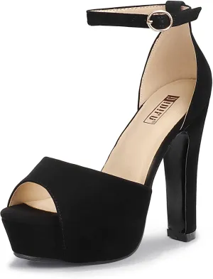 IDIFU Women's Platform Chunky High Heels Dress Sandals Peep Toe Ankle Strap Wedding Party Evening Shoes for Women Bride