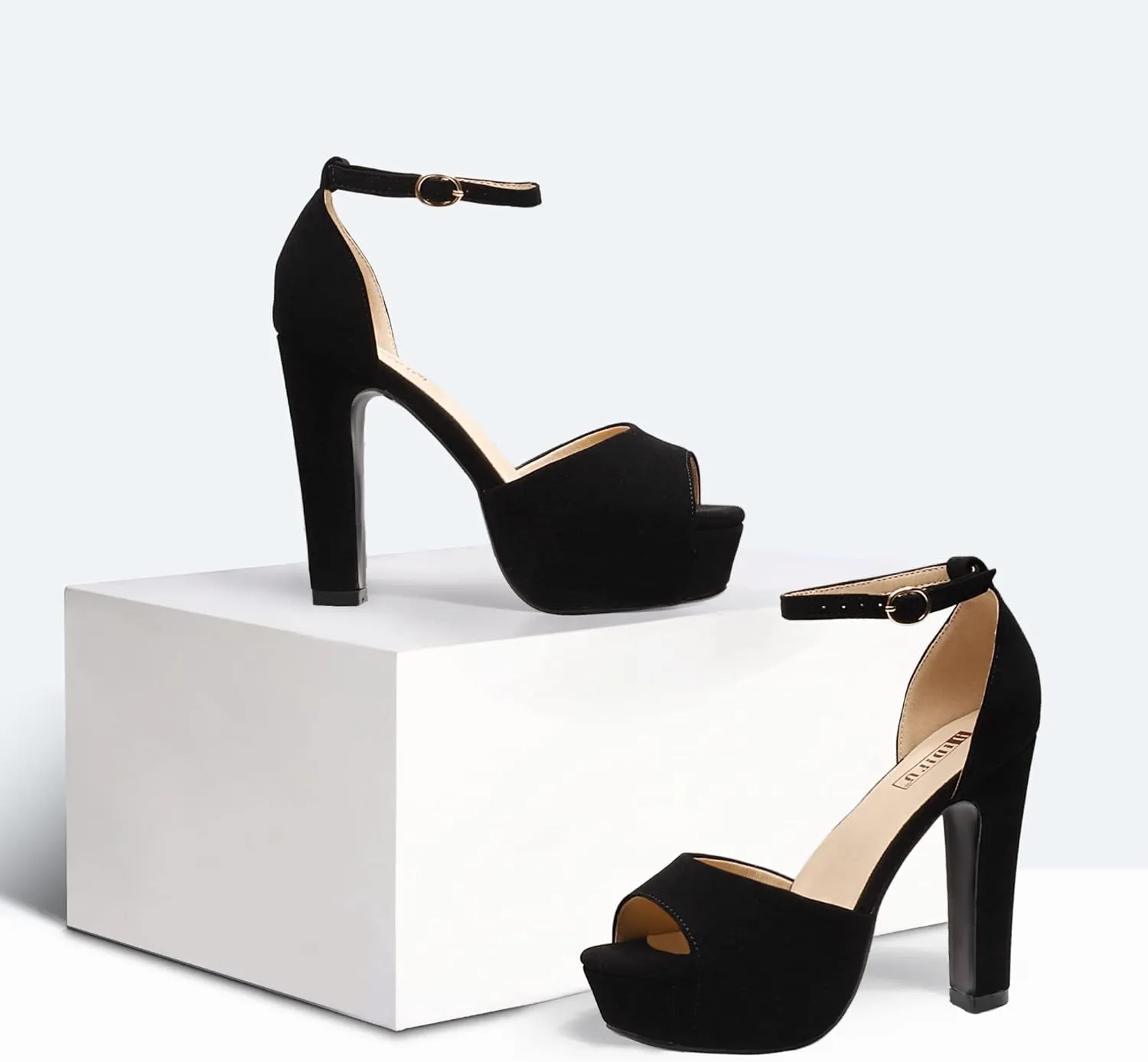 IDIFU Women's Platform Chunky High Heels Dress Sandals Peep Toe Ankle Strap Wedding Party Evening Shoes for Women Bride