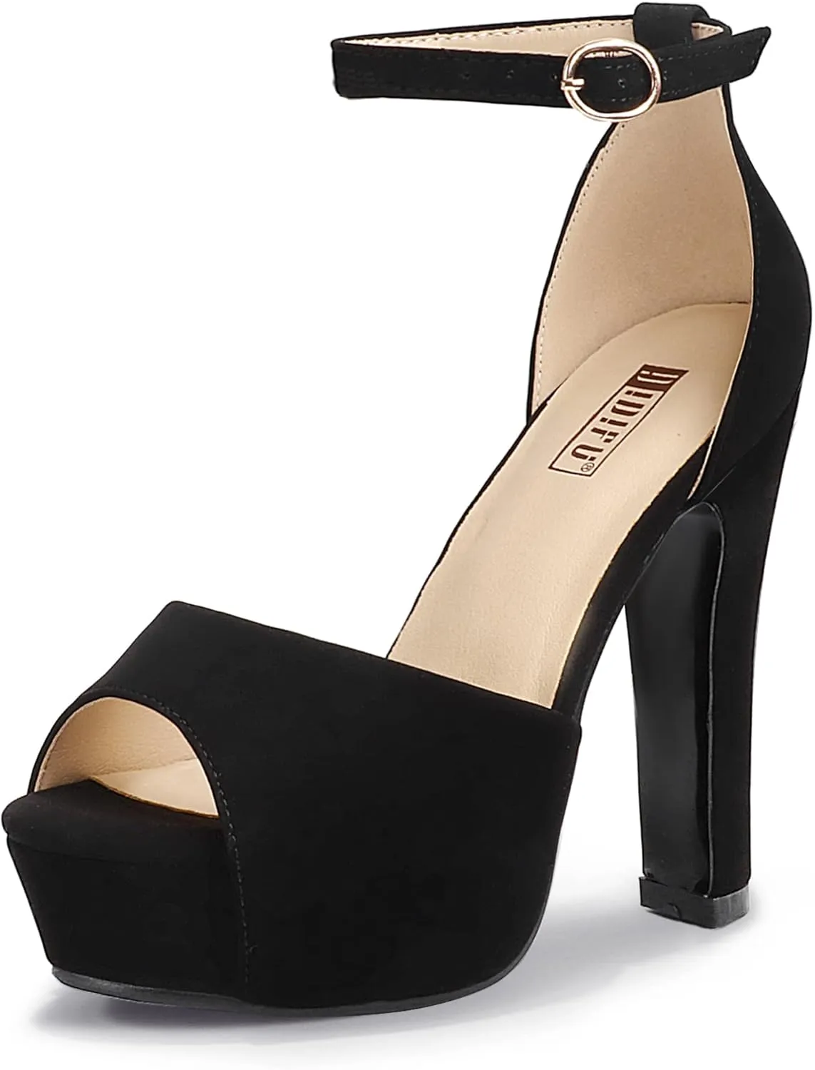 IDIFU Women's Platform Chunky High Heels Dress Sandals Peep Toe Ankle Strap Wedding Party Evening Shoes for Women Bride
