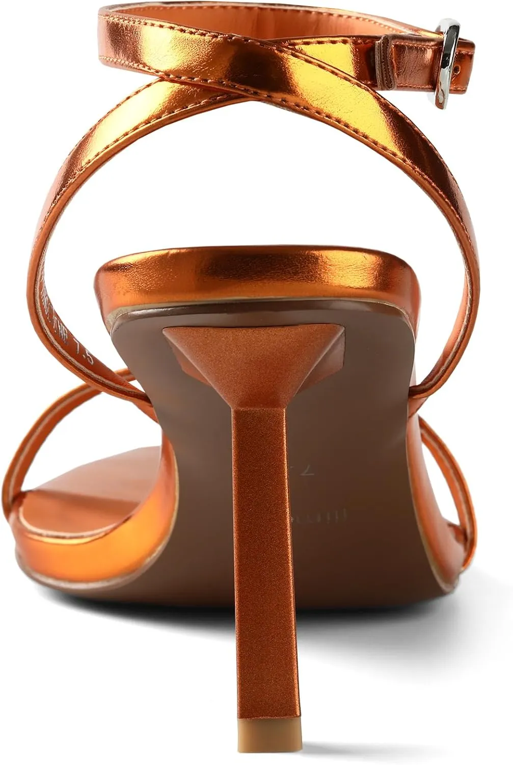 iiimmu Strappy Sandals for Women 3 IN Stilettos Heeled Sandals with Buckle Pointed Open Toe Kitten Summer Heels, Metallic Heels Orange/Black/Violet