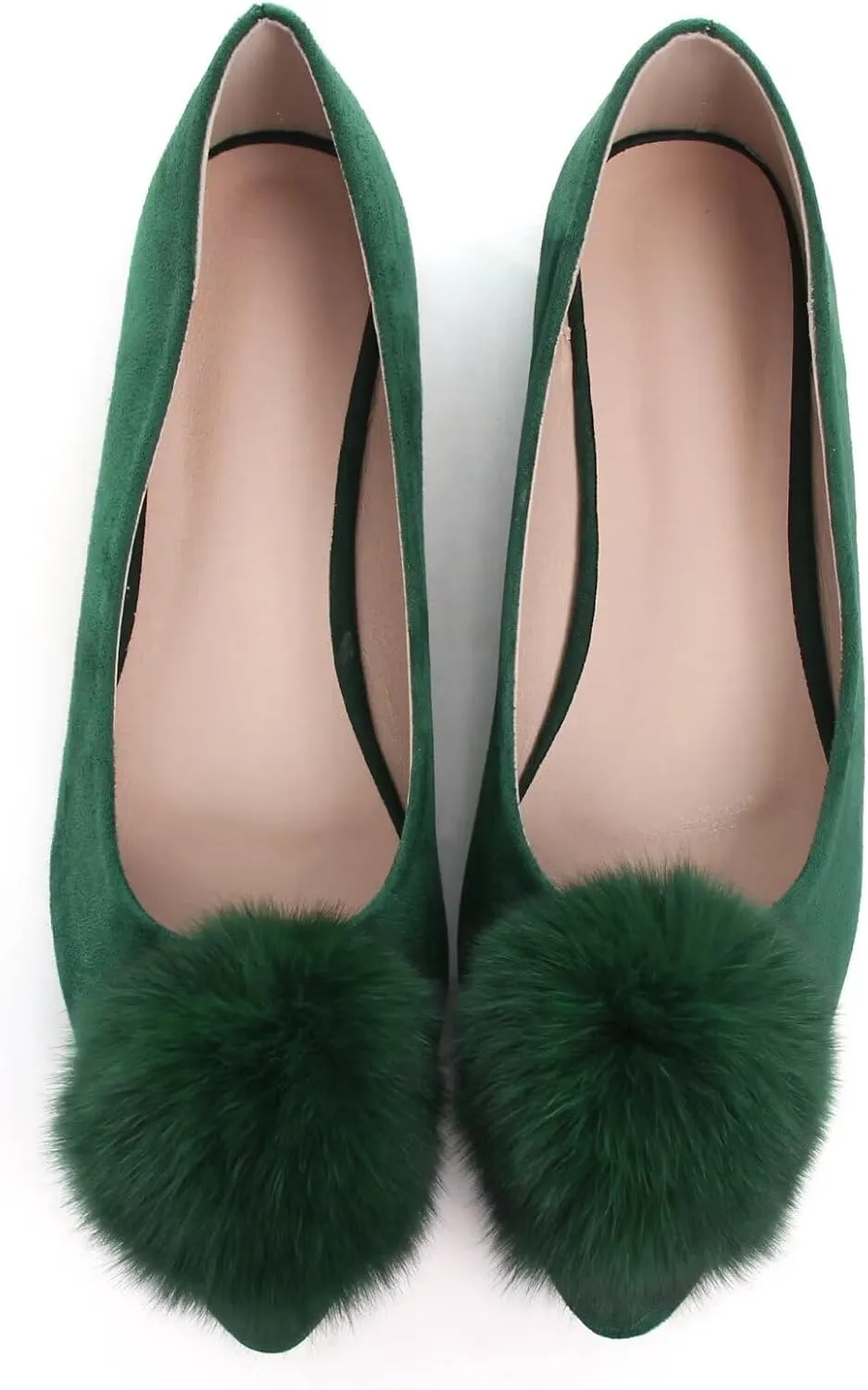 INEELUYI Women's Pom Pom Ballets Flats Pointy Toe Slip on Dress Flats Loafers Wedding Bowknot Shoes