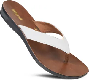 Iris Soft Toe Post Casual Flats Outdoor Indoor Essentials Dressy Slip On Slides Man-Made Leather Flip Flops for Women Sandals Comfortable Summer