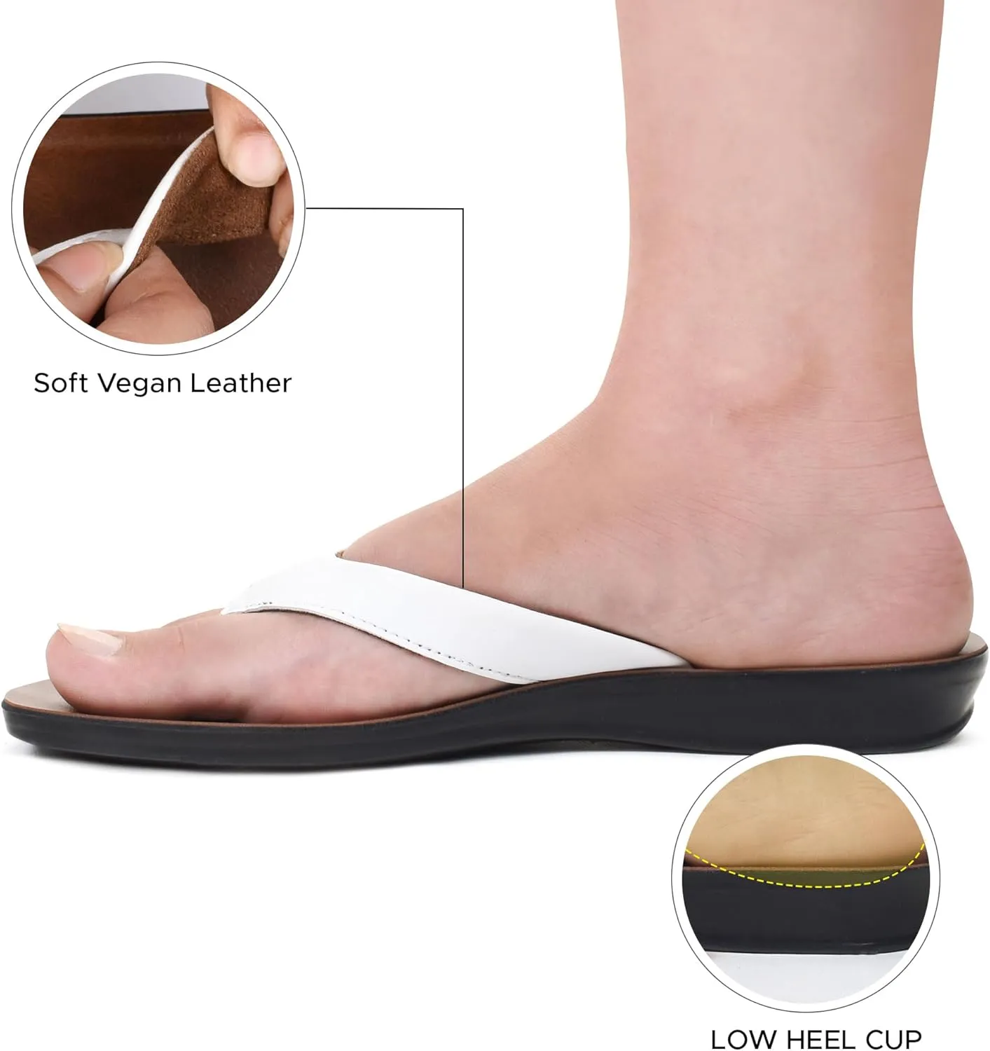 Iris Soft Toe Post Casual Flats Outdoor Indoor Essentials Dressy Slip On Slides Man-Made Leather Flip Flops for Women Sandals Comfortable Summer
