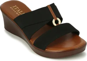 ITALIAN Shoemakers Womens Lucita Wedge Sandals 7 Black