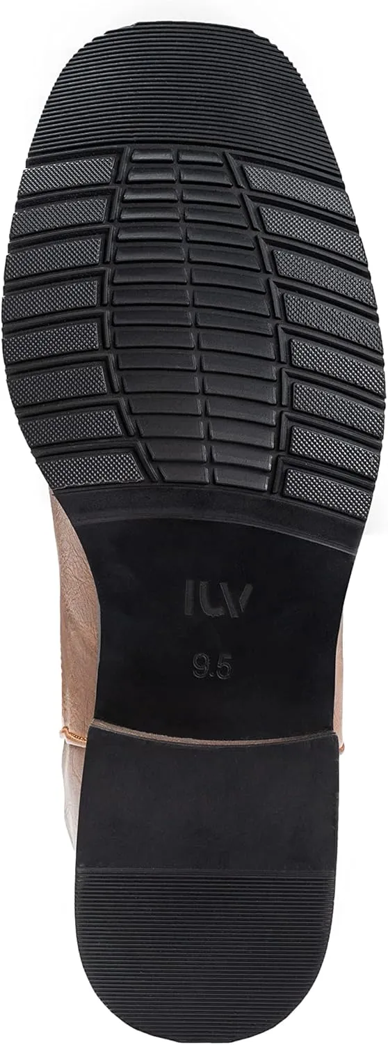 IUV Cowboy Boots For Men Wide Foot Square Toe Western Boots with Classic Embroidered Durable Slip on Boots