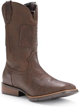 IUV Cowboy Boots For Men Wide Western Boot Traditional American Flag Retro Square Toe Country Work Boots
