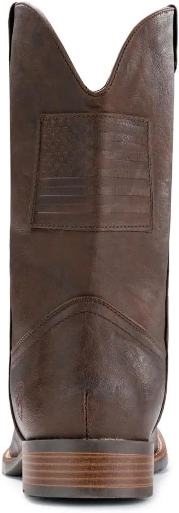IUV Cowboy Boots For Men Wide Western Boot Traditional American Flag Retro Square Toe Country Work Boots