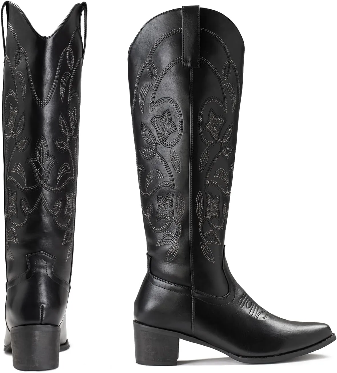 IUV Cowboy Boots For Women Pointy Toe Women's Western Boots Cowgirl Boots Mid Calf Boots