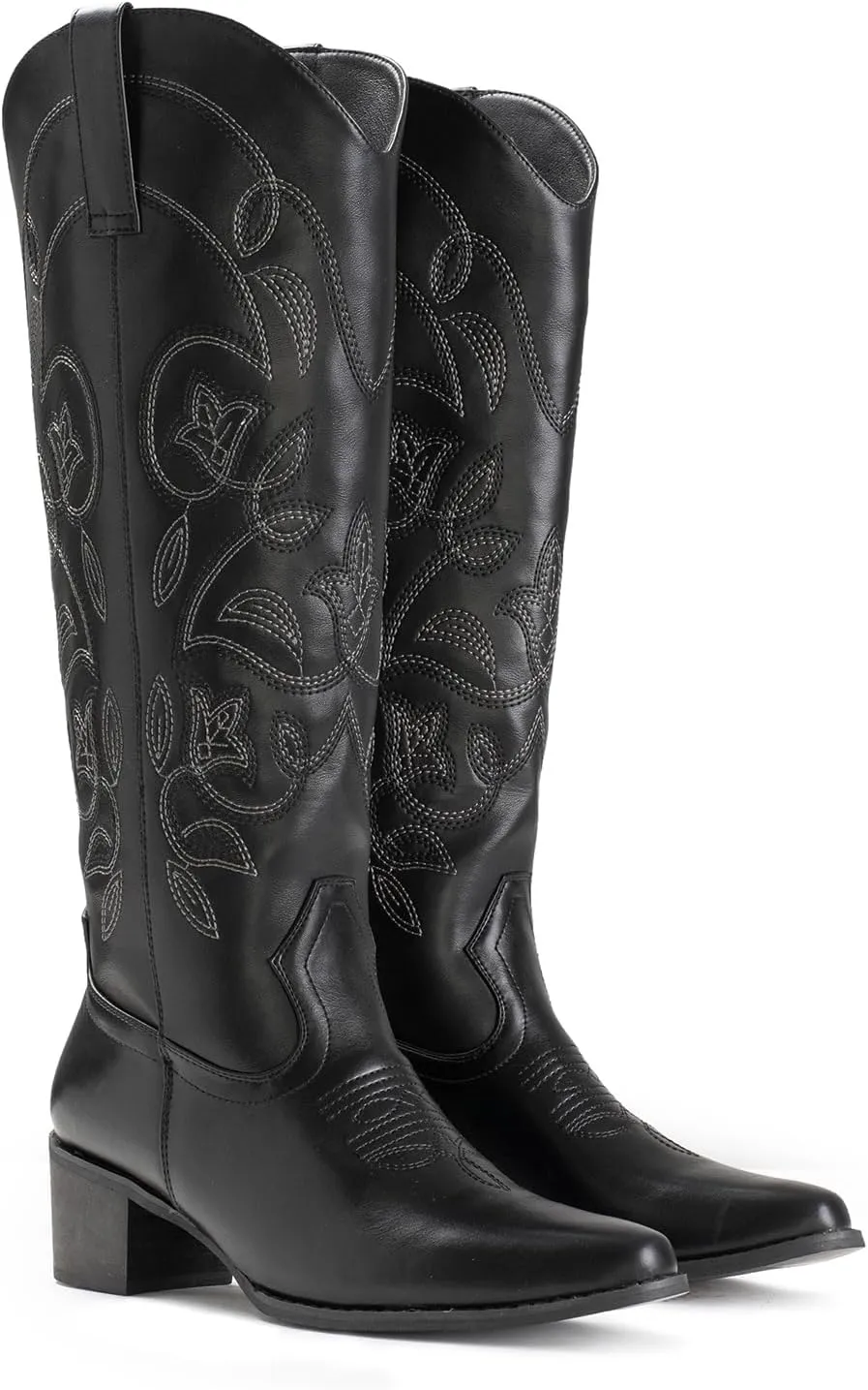 IUV Cowboy Boots For Women Pointy Toe Women's Western Boots Cowgirl Boots Mid Calf Boots