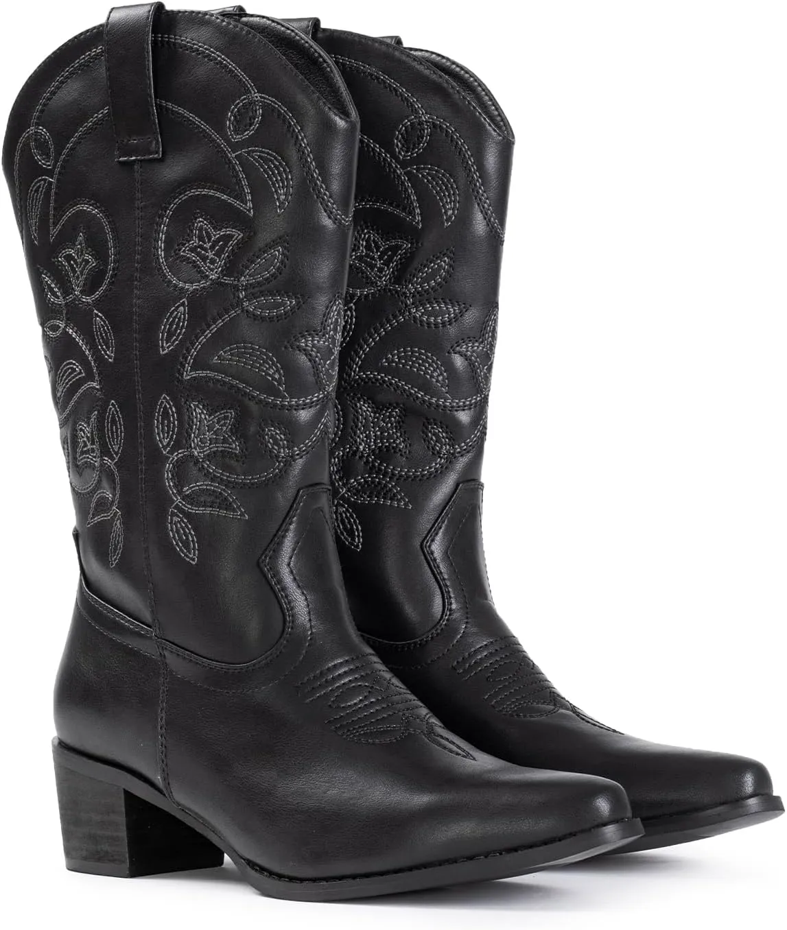 IUV Cowboy Boots For Women Pointy Toe Women's Western Boots Cowgirl Boots Mid Calf Boots