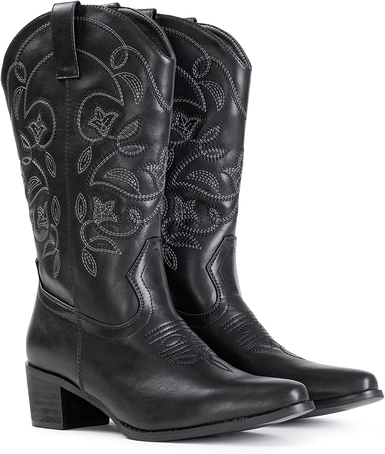 IUV Cowboy Boots For Women Pointy Toe Women's Western Boots Cowgirl Boots Mid Calf Boots