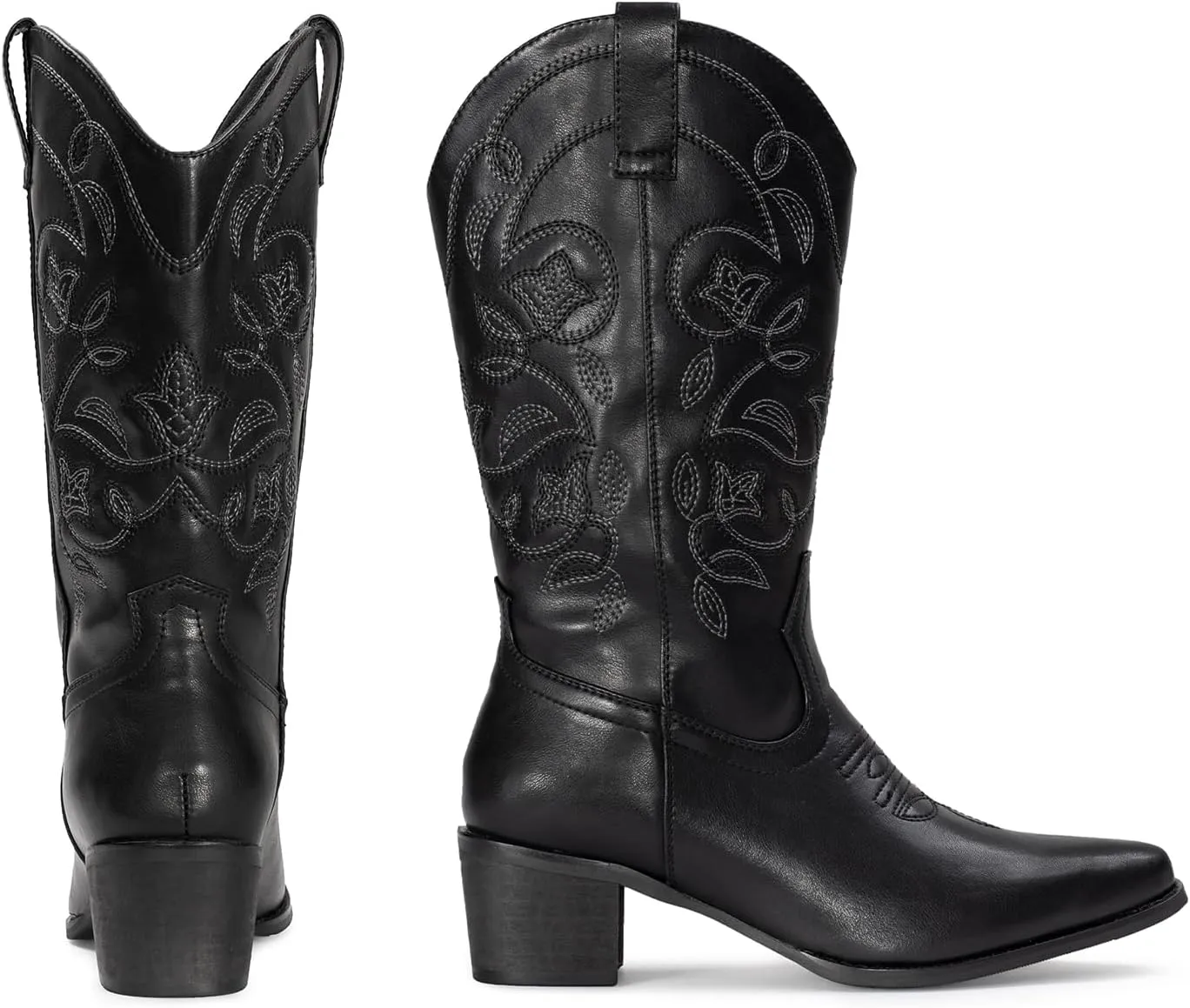 IUV Cowboy Boots For Women Pointy Toe Women's Western Boots Cowgirl Boots Mid Calf Boots